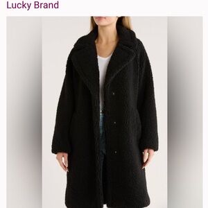 Lucky Brand Black Teddy Sherpa Long Coat